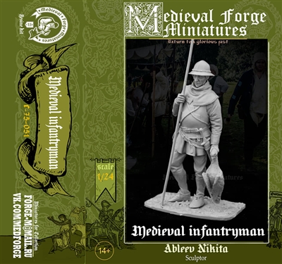 Medieval Infantryman, 75mm resin full figure