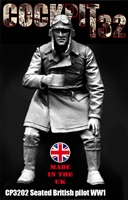 CP3202 British Pilot WWI (seated), 32 scale resin figure, sculpted by Antonio Meseguar