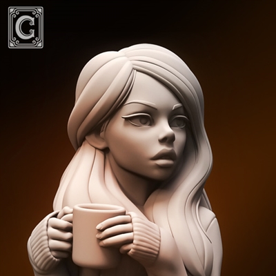 Resin cast fantasy bust in 1/9 scale
