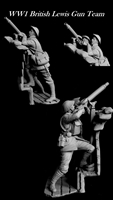 CRS-120-wwi-3, Lewis Gun Team, 120mm 2x full resin figures w/ base, sculpted by Carl Reid