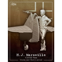 F75-10 H.J. Marseille w/ tail, 75mm resin figure and white metal delicate pieces, unpainted, requires assembly and cleaning
