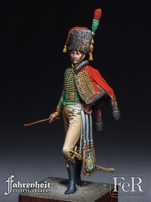 FAH00027 Chasseur a Cheval de la Garde Imperial, 1810-1815, 75mm full figure, 13 resin parts, sculpted by Eduard Perez, box art by Rodrigo Hernandez Chacon