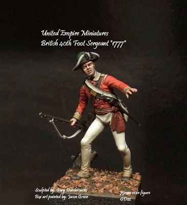 GD02 British 40th Foot Sergeant "1777", 75mm resin figure, Sculpted by Gary Dombrowski, Box art by Jason Green