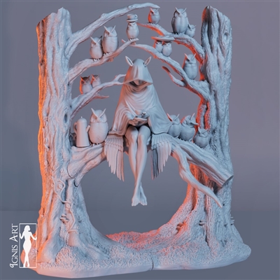 IA75D014, Scale 75 mm, Total high 137mm with the base, Material resin cast, Set includes 27 resin elements including 16 owls to allowing to assemble the full Tea Party scene
