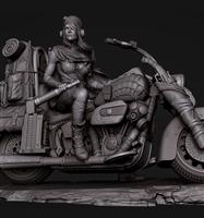 Road Girl with Rat Bike. Fantasy resin full figure kit, 75mm