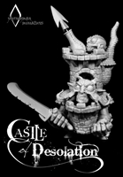 JM0017 The Castle of Desolation, artwork by Paul Bonner, sculpted by Martian Lavat, The Castle of Desolation is 75mm and measures 95mm from the base to the tip of the harpoon, this kit is comprised of 8 pieces