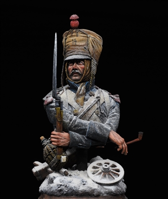 Berezina, 1812. Medieval Forge resin bust in 1/10 scale painted by James Rice with original decorative base and snow effects.