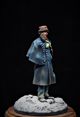 This is a resin figure in 54mm of a Civil War Zouave Officer circa 1862.  Painted by Jim Rice