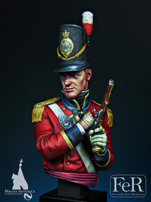 MHB00039 Officer, Coldstream Guard Waterloo, 1815, 1/12 scale bust, 6 resin pieces, sculpted by Paul Deheleanu, box art painted by Marc Masclans