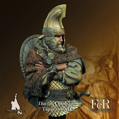 MHB00045 Dacian Chieftain Tapae, 88 AD, 1/12 Scale Bust, Number of parts of the kit 6,Material is Resin, Sculpture by Pedro Fernandez, Box art painting by Magnus Fagerberg