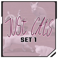 Resin cast set of 6 cats in various poses