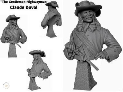 Claude Duval, The Gallant Highwayman 1643-1670, 1/9 scale resin bust