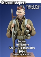 PPST05 Sergeant 1st Batallion The Gordon Highlanders 1914, 1/9 scale resin bust, sculpted by Carl Reid, box art painted by Mark Bennett