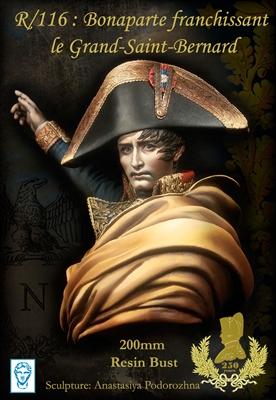 R-116 Bonaparte fanchissant le Grand-Saint-Bernard (Limited Edition), 200mm bust, 7 resin pieces, sculpted by Anastasiya Podorozhna, box art by Alexandre Cortina Bonastre