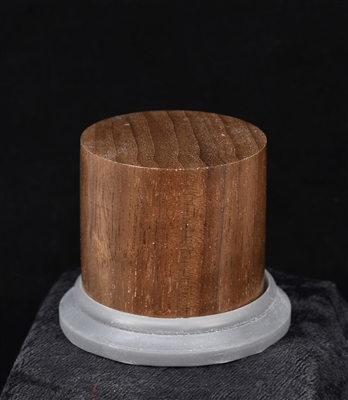 Wood base kit comprised of a 2 inch turned Black Walnut body and a 3D printed resin foot.  the kit also includes a screw and piece of magnetic tape.