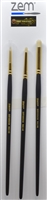 This is a 3-brush set made up of hog hair bristles from Zem series 901. They are sized, 0, 2 and 4.  They are fantastic dry brushes and can also be used as general utility brush or fro stippling, texture.