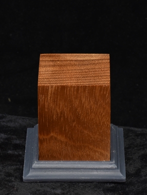 Wood base kit comprised of a polished wood body in Bastogne Walnut and a 3D printed resin decorative foot/pedestal. The kit includes a wood screw and magnetic strip.  The body measures at 1.5 x 1.5 x 1.75 inches.  The foot/pedestal measures at 2 x 2 x 3/8