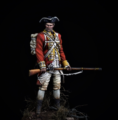 Resin full figure in 75mm of a British Infantryman during the American War for Independence, It includes an alternate head