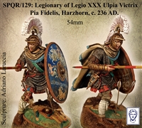 SPQR-129 Legionary of Legio XXX, Ulpia Vixtrix Pia Fidelis, 236 A.D., 54mm full figure, 18 resin pieces, sculpted by Adriano Laruccia, box art by Alexandros Cortina Bonastre