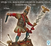 SPQR-131 Aquilifer Legio IV Flavia Felix, 54mm full figure, 11 resin pieces, sculpted by Adriano Laruccia, Box art by Alexandre Cortina Bonastre