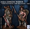 SPQR-66 Germanic Warrior 9 A.D., 75mm white metal full figure, sculpted by Carles Vaquero, box art by Alexandre Cortina Bonastre