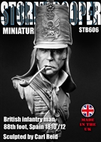 STB606 British Infantryman, 88th foot, Spain 1810 /12, 1/6 scale resin bust, sculpted by Carl Reid
