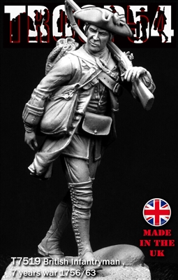 T7519 British Infantryman, Seven Year War 1753/63, 75mm resin figure, sculpted by Antonio Meseguer