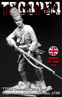 T7528 Grenadier 23rd Foot RWF, Minden, 1759, 75mm resin figure, sculpted by Antonio Meseguer