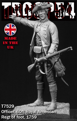 T7529 Officer 60th Foot Royal American Regt Minden 1759, 75mm resin figure, sculpted by Alexander Kabankov