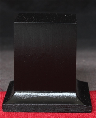 Wood Base Small Black, measuring 1 3/4 x 1 3/4 x 2 1/2, base measuring 2 1/2 x 2 1/2 x 1/2.