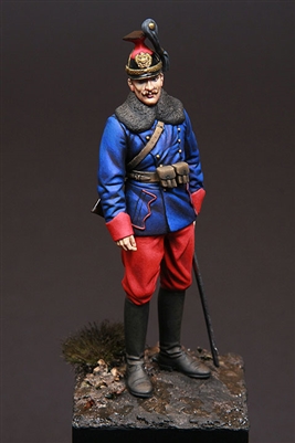 V75002- Austro-Hungarian Uhlan Trooper WWI, 75mm resin figure, Designed by Sandor Harsanyl, Box art by Laszlo Gyorgy