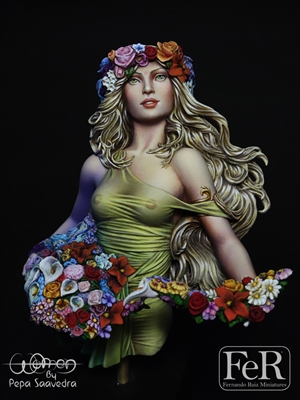 WOM00007 WOM00007 Spring, 1/10 scale resin bust, 3 parts, sculpted by Pedro Fernandez, box art painted by Pepa Saavedra