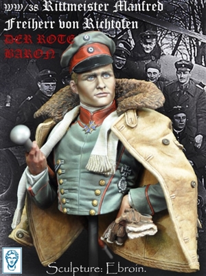 WW-38 Manfred Freiherr von Richtofen, the Red Baron, 200mm bust, 15 resin pieces, sculpted by Ebroin, box art by Alexandre Cortina Bonastre