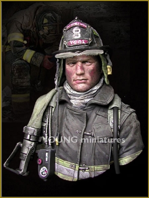 YC1801, Fire Fighter, 1/10 scale resin bust, 21 parts, sculpted and box art by Young B Song