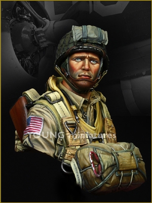 YM1824 - US Paratrooper 82nd Airborne Normandy 1944, 1/9 scale resin bust