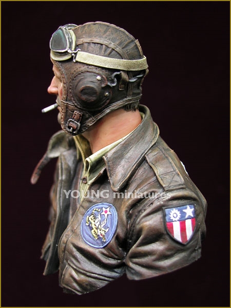 Flying Tigers, 1942, US Pilot WWII, 1/10 Scale Resin Bust