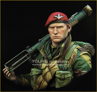 YM1871 - British Airborne with PIAT WWII, resin 1/9 scale bust
