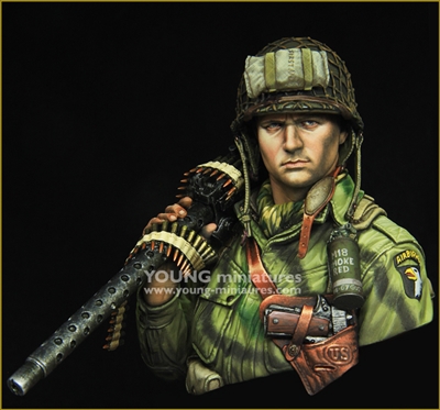 YM1873 - WW2 US AIRBORNE with M1919, resin 1/9 scale bust