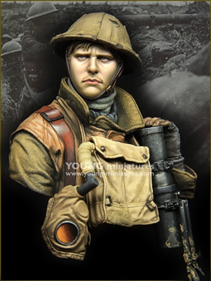 YM1875 - British Lewis Gunner WWI, resin 1/9 scale bust