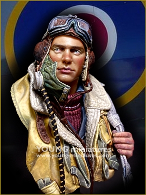 YM1891-Battle of Britain RAF Pilot WWII, 1/10 scale resin bust, 11 pieces, sculpted and painted by Young B Song