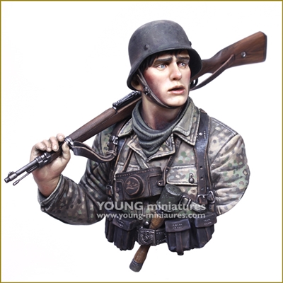 YM1895-Young German Soldier WWII, 1/10 scale resin bust, sculpted and box art painted by Young B Song