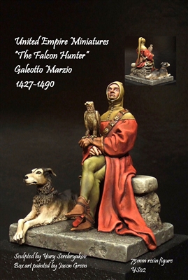 YS02 "The Falcon Hunter" Galeotto Marzio 1427-1490, 75mm resin figure, Sculpted by Yury Serebryakov, Box art by Jason Green