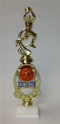 Assembled Basketball Trophy Male 12 inches with White Base