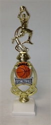 Assembled Basketball Trophy Female 12 inches with White Base