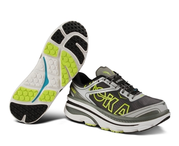 Mens Hoka BONDI 3 Road Running Shoes - White / Silver / Citrus