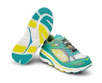 Womens Hoka BONDI 3 Road Running Shoes - Aqua / Yellow / Grey
