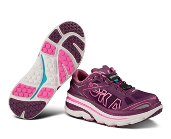 Womens Hoka BONDI 3 Road Running Shoes - Plum / White / Fushia