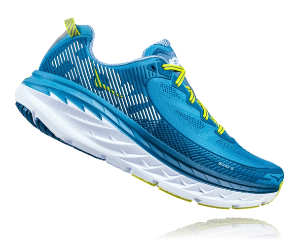 Mens Hoka BONDI 5 Road Running Shoes - Niagara / Midnight