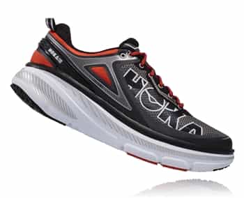 Mens Hoka BONDI 4 Road Running Shoes - Grey / Orange Flash