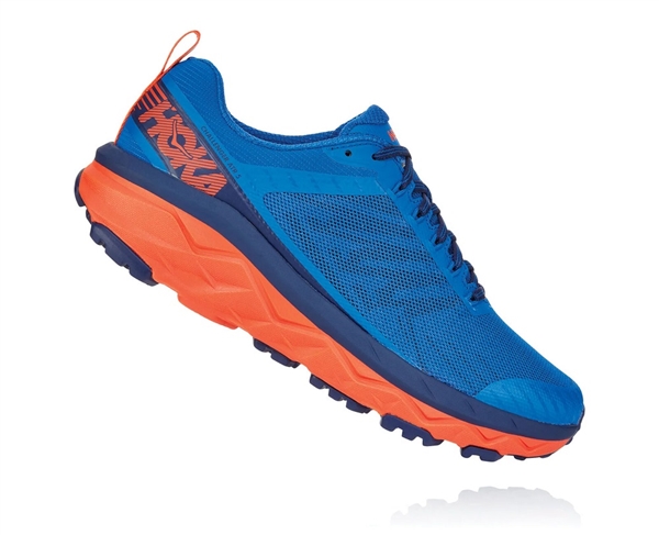 Mens Hoka CHALLENGER ATR 5 Trail Running Shoes - Imperial Blue / Mandarin Red